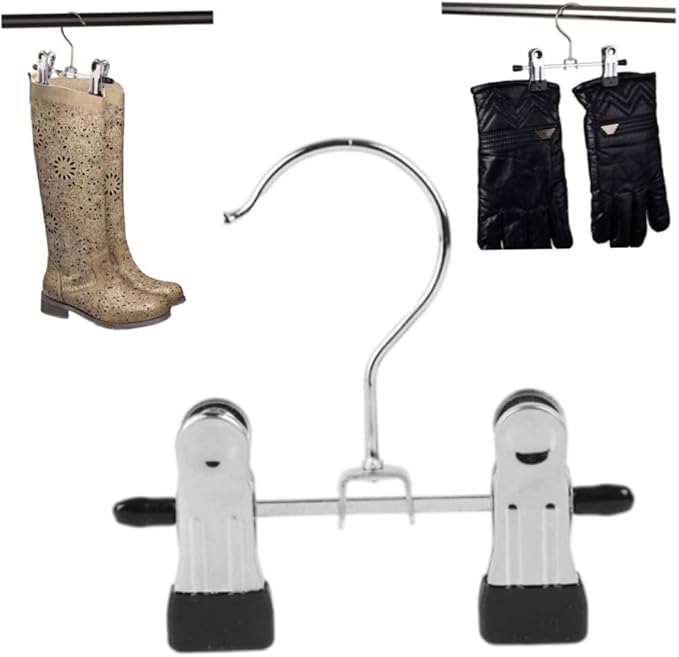 Boot Hangers, Double Adjustable Clips Multi-Functional Pants Hangers Travel Portable Hanging Clips Boot Organizer Boot Holder for Laundry Home Set of 6