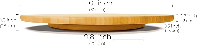 20 Inch Extra Large Bamboo Lazy Susan Turntable - 50 cm (19.7 Inch) Round Rotating Serving Tray for Kitchen, Dining Table & Parties (Bamboo, 20 Inch)