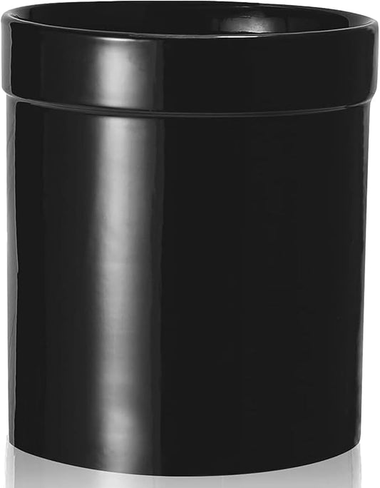 MEIGUI Ceramic Kitchen Utensil Holder, Utensil Crock Large Utensils Holder for Kitchen Decor, Cooking Tool Utensils Caddy for Countertop, Pure Black
