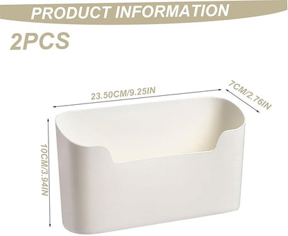Kitchen Cabinet Door Organizer, 2PCS 9.3x2.8x3.9 Inch Wall Mounted Storage Bins, Plastic Adhesive Cabinet Door Organizer for Cupboard, Bathroom, Fridge, Desktop.