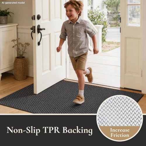 Dirt Trapper Door Mat 32"x 48",Non Slip Washable Doormat,Dark Grey - Image 4