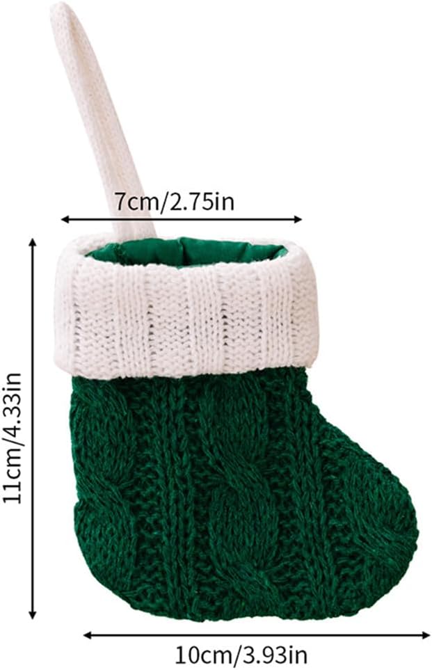 10/12Pcs Christmas Silverware Holder Xmas Cutlery Dinner Table Decoration Santa Claus Snowflake Flatware Pockets (Green Stocking)