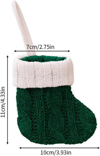 10/12Pcs Christmas Silverware Holder Xmas Cutlery Dinner Table Decoration Santa Claus Snowflake Flatware Pockets (Green Stocking)