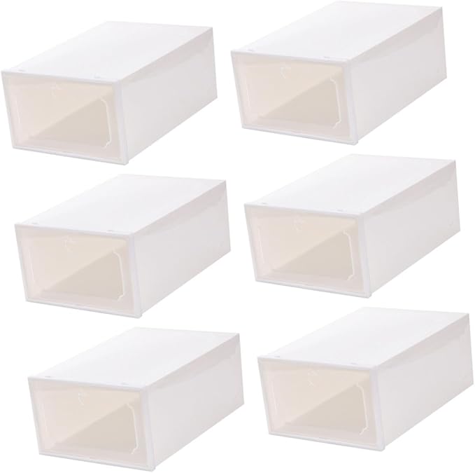 Sosoport 6pcs Large Plastic Shoe Organizer Boxes with Flip-top Lid Thickened Storage Case for Women’s Shoes Stackable Storage Solution for Closet and Home