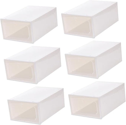 Sosoport 6pcs Large Plastic Shoe Organizer Boxes with Flip-top Lid Thickened Storage Case for Women’s Shoes Stackable Storage Solution for Closet and Home