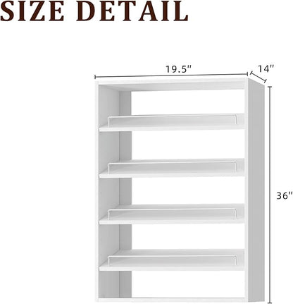 19.5" Wide Shoe Shelf Tower Modular Closet System, Shoe Storage Closet Tower with Shelves, White