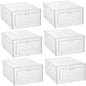 VICASKY 6Pcs Transparent Plastic Shoe Boxes with Front Drawer Design Stackable and Footwear Storage Containers for Home Dorm Bedroom and Shoe Store Organization