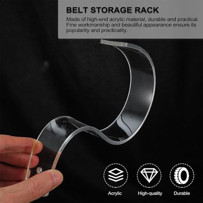 Amosfun Acrylic Belt Display Stand Clear Belt Organizer Rack Compact Storage Holder for Store and Home Use 1X1.2X1.2 Inches Transparent Acrylic Display