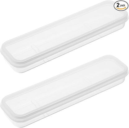 Tucnoeu 2pcs Clear Portable Flatware Box, Utensil Holder for Lunch Box, Simple Tableware Storage Box Spoon Case Fork Holder Chopstick Case