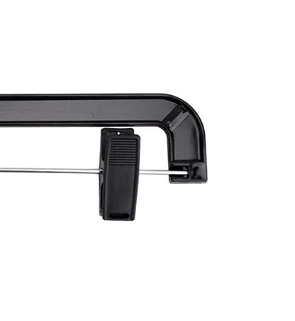 NAHANCO 8600PCLH Black Shiny Plastic Hanger, Skirt Slack, Chrome Long Hook, Black Plastic Clips, 14” (Pack of 100)