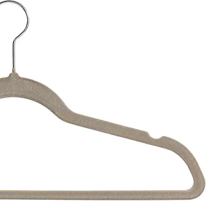 Premium Velvet Hangers 50 Pack, Non-Slip Suit Clothes Hangers, 360 Degree Swivel Hooks and Slim Profile to Maximize Closet Space Grey/Silver