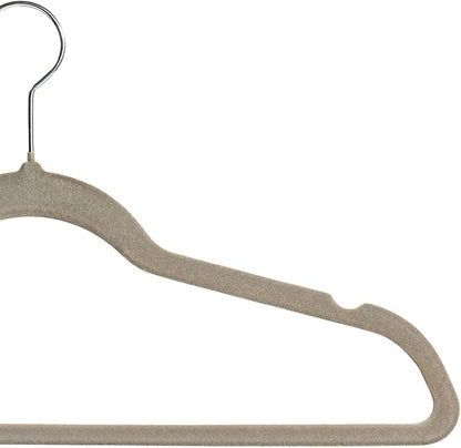 Premium Velvet Hangers 50 Pack, Non-Slip Suit Clothes Hangers, 360 Degree Swivel Hooks and Slim Profile to Maximize Closet Space Grey/Silver