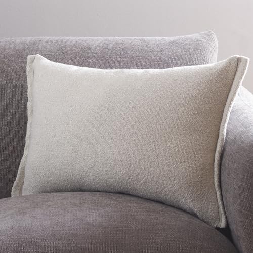 SAFAVIEH Home Collection - Pyper 18" Square Pillow with Insert, Ivory Poly Boucle & Linen Decorative Accent Cushion (PLS9004B-1818) - Image 2