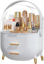 NestOrganix Makeup Organizer Skincare Organizers - Cosmetic Display Cases with Transparent Cover, SkinCare Organizers for Bathroom Countertop, Bedroom Vanity Desk, Lipstick Organizer, White Upgarde