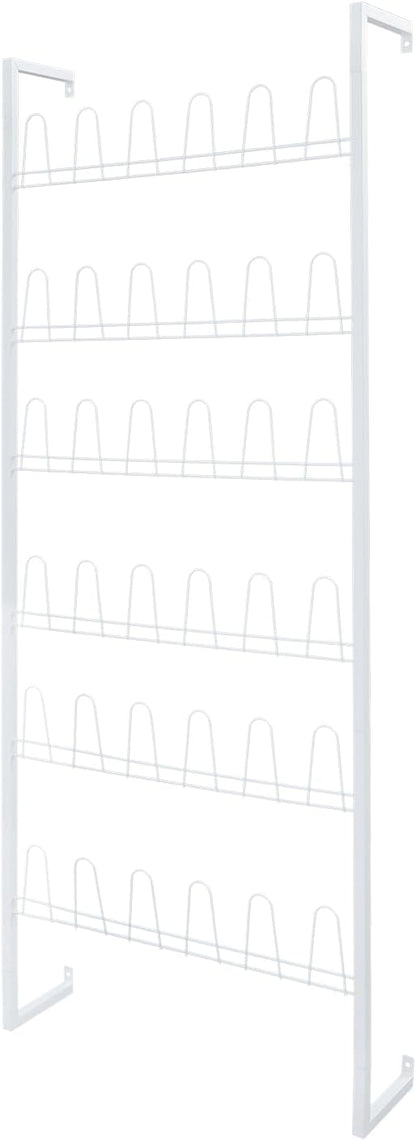 6 Tiers Metal Hanging Shoe Rack for 18 Pairs, Space-Saving Shoe Storage Shelf, Wall Mounted Shoe Organizer Tower for Entryway, Home, Retail Stores (White)