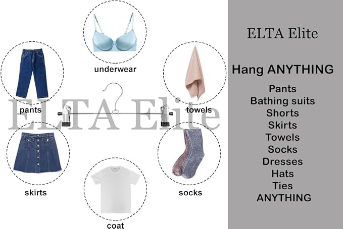 10 Pack Pant/Skirt Hangers Set with Clips