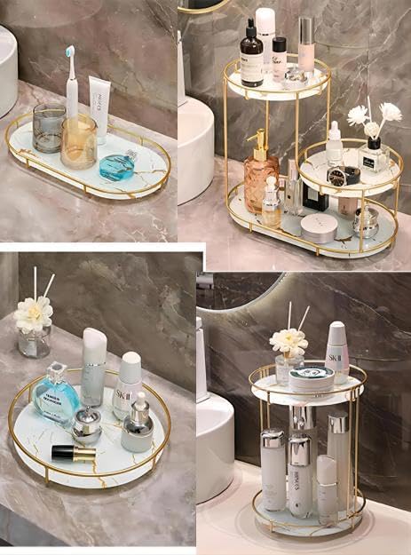 Gold Storage Rack, Bathroom Table Shelf, Perfume Tray, Beautiful Appearance, Super Capacity, Complete Your Daily Storage (QS-20-1) (QS-18)