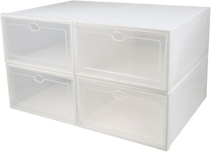4pcs Thickened Shoe Storage Boxes with Transparent Lid Dustproof Container for Home Organization Multi-functional Shoes Holder for Women Footwear