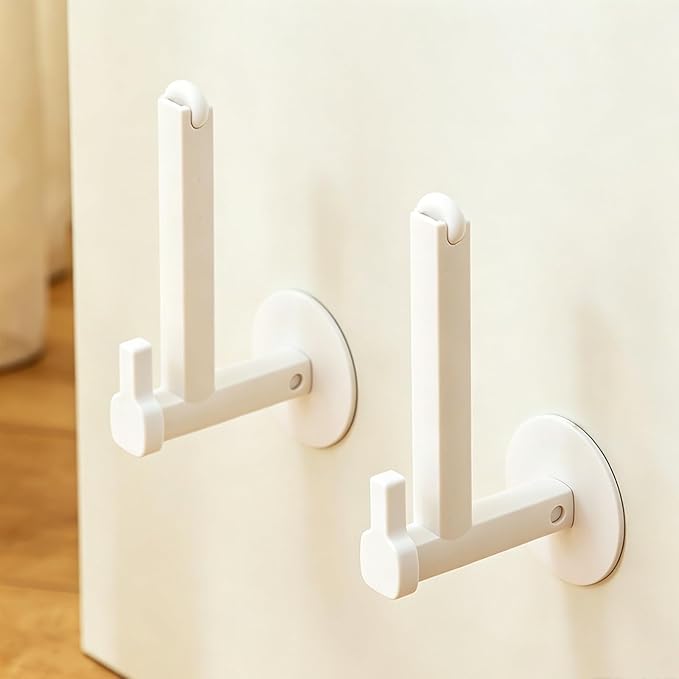Operitacx 4pcs Wall-Mounted Scale Holder 5.1'' - 8.7'' Most with Adhesive, Pot Lid Organizer for Cabinet Door, Space-Saving Bathroom Bedroom Wall Organizer White