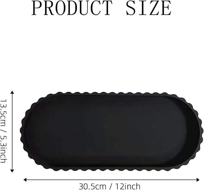 Silicone Bathroom Tray, Small Vanity Organizer, Rectangle Sink Caddy Sponge Holder Kitchen Counter Decor for Dish Soap, Perfume, Candle (Black)