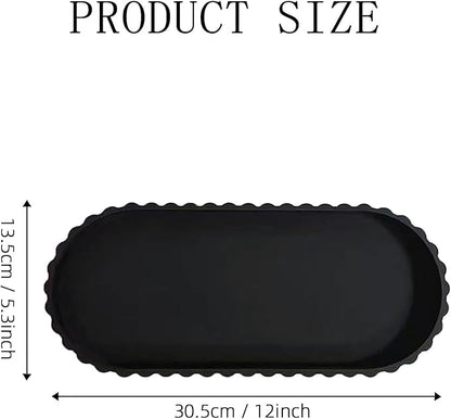 Silicone Bathroom Tray, Small Vanity Organizer, Rectangle Sink Caddy Sponge Holder Kitchen Counter Decor for Dish Soap, Perfume, Candle (Black)