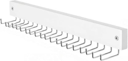 Wall-Mounted Belt and Tie Hanger, Wood Space-Saving Belt Rack with 20 Rotating Hooks - Multi-Functional Closet Organizer for Ties, Belts, Scarves & Accessories