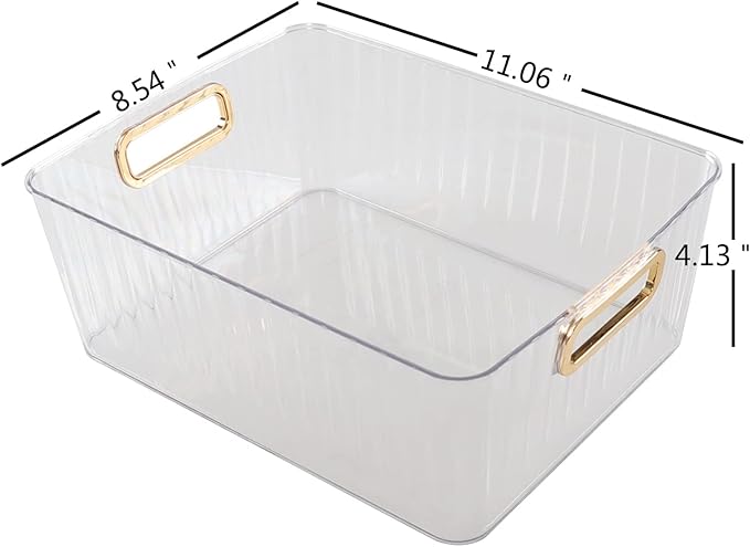 Bringer Clear Plastic Storage Bin, 4-Pack Multi-use Prganizer Bins