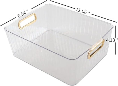 Bringer Clear Plastic Storage Bin, 4-Pack Multi-use Prganizer Bins