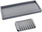 Bloss Silicone Tray Set for Bathroom/Kitchen Counter - 11.8x5.1 inch Bathroom Soap Dispenser Tray and Soap Holder, Silicone Vanity Trays Countertop Organizer for Scrubber, Perfume, Jewelry, Candle
