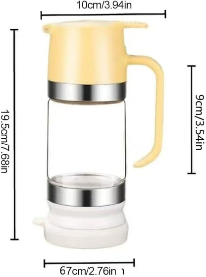 Honey Dispenser No Drip with Base, 12Oz Glass Honey Container with One-Press Mess-Free Pouring, Multi-Purpose Syrup Dispenser for Pancakes, Coffee, Tea, Salad & Simple Syrup