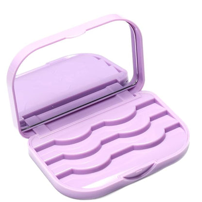 3 Tier Eyelash Storage Case Lash Dime Organizer Holder Box with Mirror Makeup Cosmetic Travel Case Empty False Lash Container (Purple)