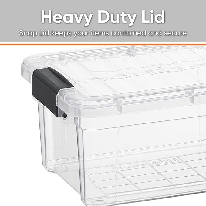 Superio Clear Storage Box with Lid, 3.5 Quart Plastic Container Bins for Organizing, Stackable Crates, BPA Free, Non Toxic, Odor Free, Organizers for Home, Office, School, and Dorm, 10 Pack