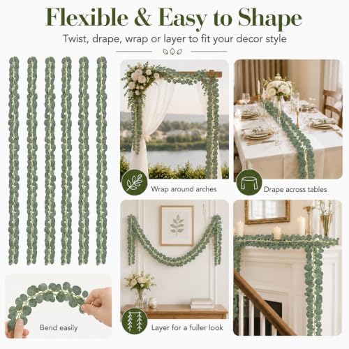 12 Pack Artificial Eucalyptus Garland, 94.4 FT Greenery for Wedding Decor - Image 4