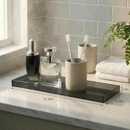 13.4"x4.3"Black Bathroom Trays for Counter,Long Narrow Tray countertop,Small Acrylic Trays for Vanity Makeup Storage,Coffee Table Organizer,Kitchen Tray,Decorative Perfume Tray for Dresser