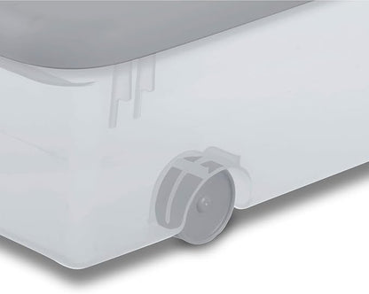 Sterilite 12 Pack Wheeled Under Bed Storage Container, 56 Qt Plastic Bin with Latching Lid for Organization - Clothes & Shoes Organizer, Silver Tint