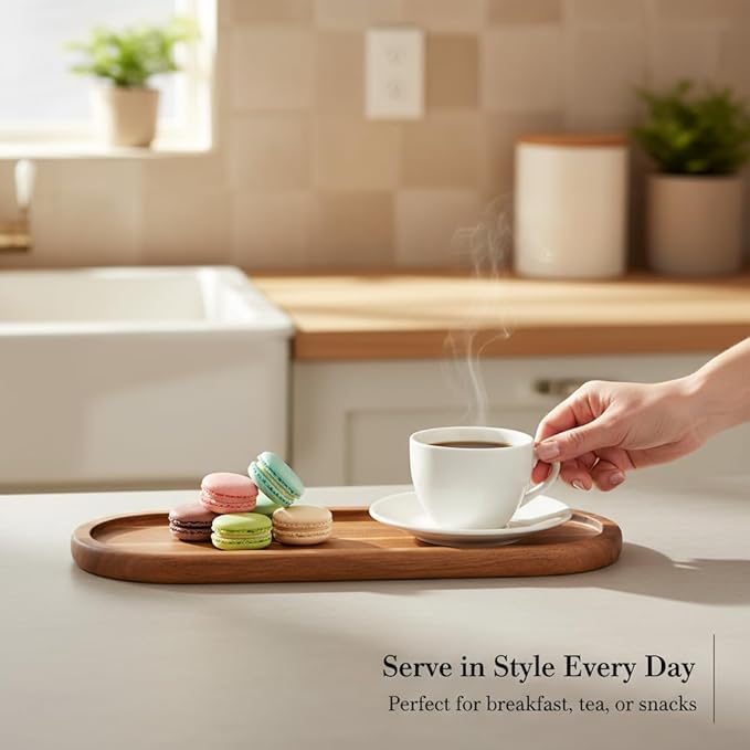 Wooden Decorative Trays 2PCS Farmhouse Wood Trays Bathroom Vanity Bathroom Counter Wood Tray Home Rustic Decor Trays, Bath Tray Countertop, Wooden Plates for Decorative Vanity Decor