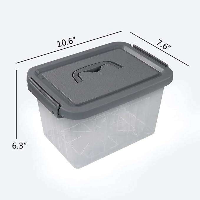 Pekky 5.5 Quart Plastic Latching Storage Bin with Handle, 6 Packs Small Stackable Container Box