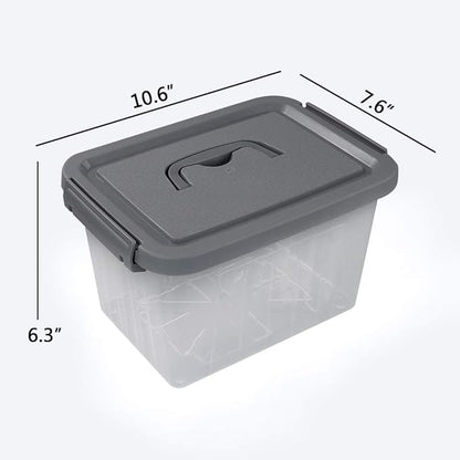 Pekky 5.5 Quart Plastic Latching Storage Bin with Handle, 6 Packs Small Stackable Container Box