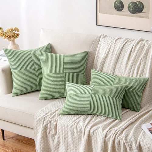 MIULEE Sage Green Decorative Lumbar Throw Pillow Covers 12x20 Inch 2 Pack - Image 4