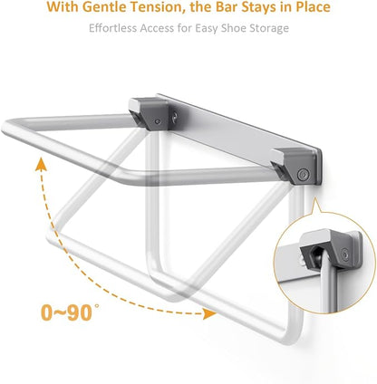 i frmmy Foldable Wall-Mounted Shoe Rack- Aluminum Hanging Shoe Organizer, Efficient Holder and Storage Rack for Various Shoes, Door Shoe Hangers- 2 Packs