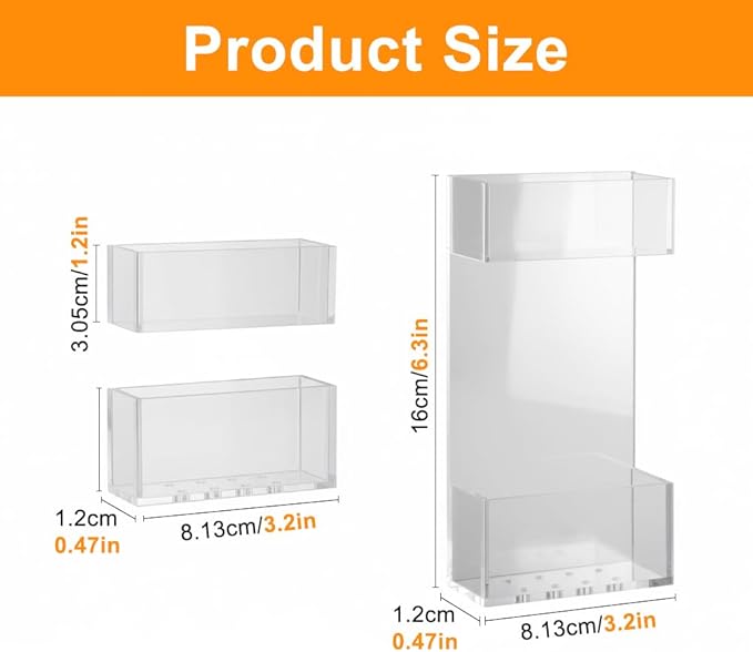Acrylic Straw Holder for Cabinet Door, 2pcs Reusable Straw Organizer Storage with Sticky Adhesive Fits Both Short & Long Straws for Cabinet Kitchen Counter Cupboard Refrigerator