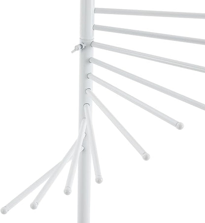 Freestanding Scarf Racks, Spiral Scarf Organizer Stand with 30 Hanger Rods, Metal Scarf Display Holder with Heavy Base for Clothing Store for Space Saving Shelves (White)