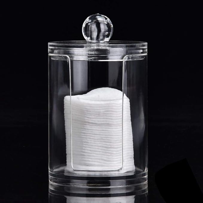 Stylish Makeup Cotton Pad Holder - Clear Acrylic Organizer for Bathroom Canister, Store and Display Cotton Pads with Elegance