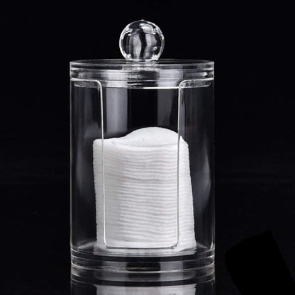 Stylish Makeup Cotton Pad Holder - Clear Acrylic Organizer for Bathroom Canister, Store and Display Cotton Pads with Elegance