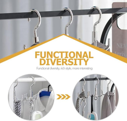 Unomor 4-Claw Rotating Hook Swivel Coat Hat Hook 360 Degree Multi-Purpose Belt Hanger for Clothes Bags Scarves Home Storage Organization