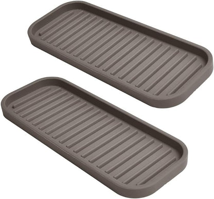 Gosmol Silicone Sponge Holder Kitchen Sink Organizer Tray Dish Caddy Soap Dispenser, Scrubber Spoon Holder,Dishwashing Accessories 2 Pack (Brown)