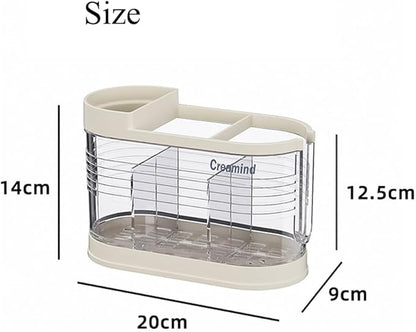 Clear Countertop Cutlery Drying Holder Utensil Holder Cutlery Drainer Tableware Holder Box Tabletop Separated Fork Chopstick Kitchen Storage Cutlery Utensil Organizer