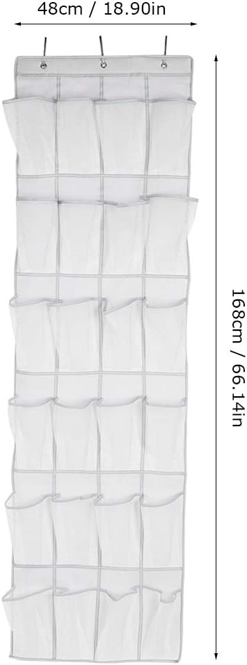 24 Pockets Non Woven Folding Hanging Door Closet Storage Bag, Shoes Organizer with 6 Layers, Translucent Breathable Shoe Storage Bag for Door or Closet