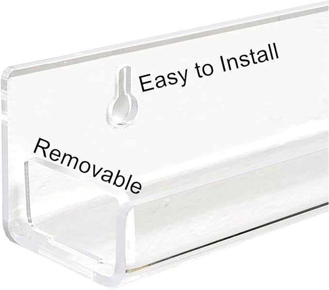 ROYALITA 6-Pack Acrylic Shelves - Nail Polish Organizer Wall Mounted Shelves, Nail Polish Rack with Removable Anti-Slip End Inserts, Nail Polish Holder for Bottles Nail Polish Display & Storage Shelf