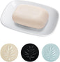 Ceramic Soap Dish for Bathroom and Kitchen, Non-Slip Bar Soap Holder with Fast Drain Design, Soap Saver Tray for Sink, White